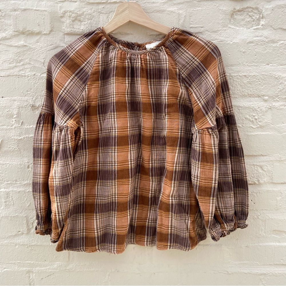 Universal Thread | Plaid Peasant Blouse | XS